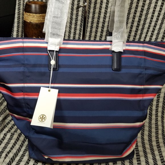 Ella Tory Burch Nylon Printed Tote Canyon Stripe - Picture 9 of 16